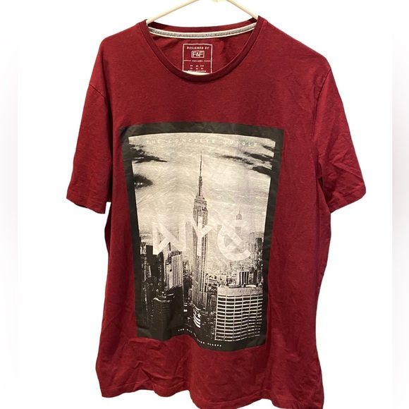 F&F High End NYC The Concrete Jungle Deep Red Men’s Streetwear XL T-Shirt - Picture 1 of 3